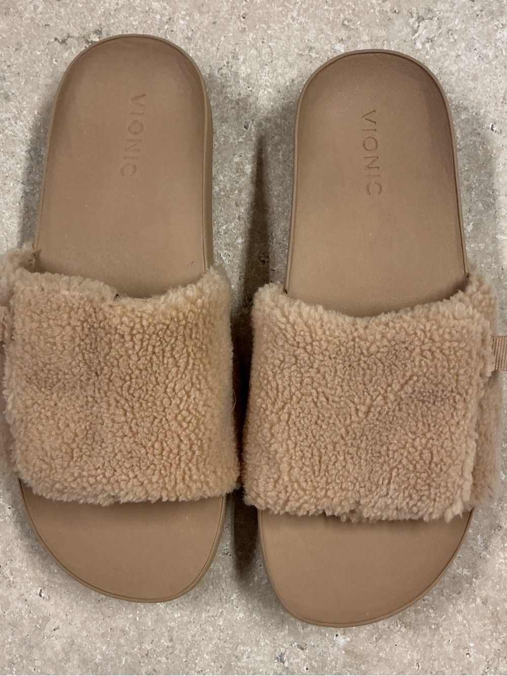 Vionic SZ 10 Keira Sherpa Slide Sandals Adjustable Women’s Orthotic Comfort